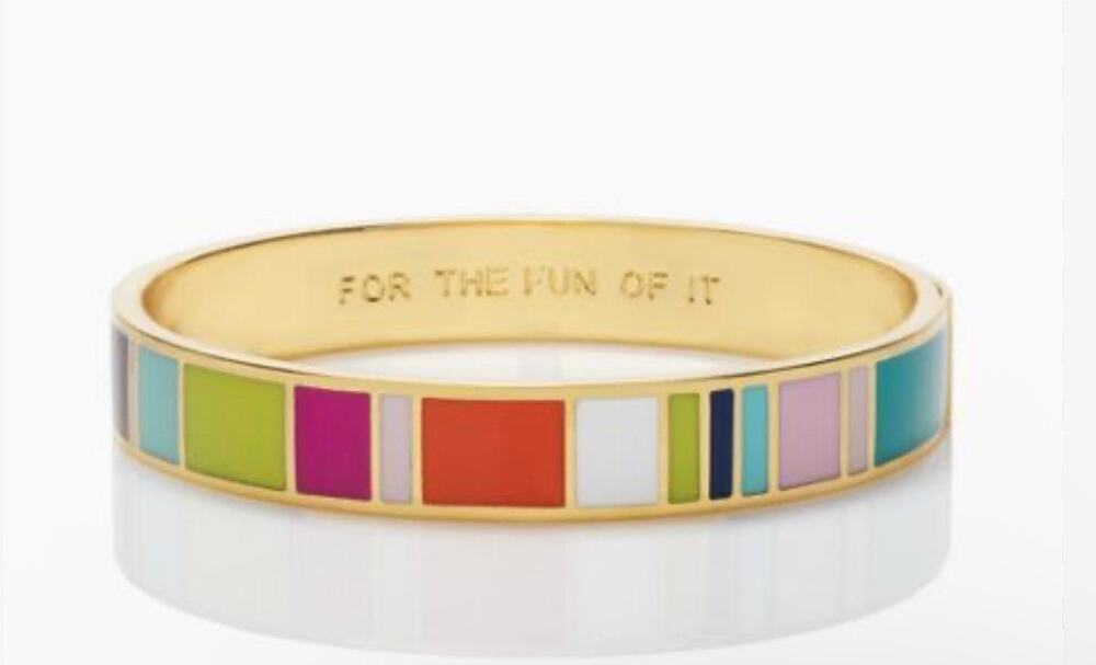 Kate Spade Gold Tone Enamel Multicolored Bangle Bracelet FOR THE FUN OF IT